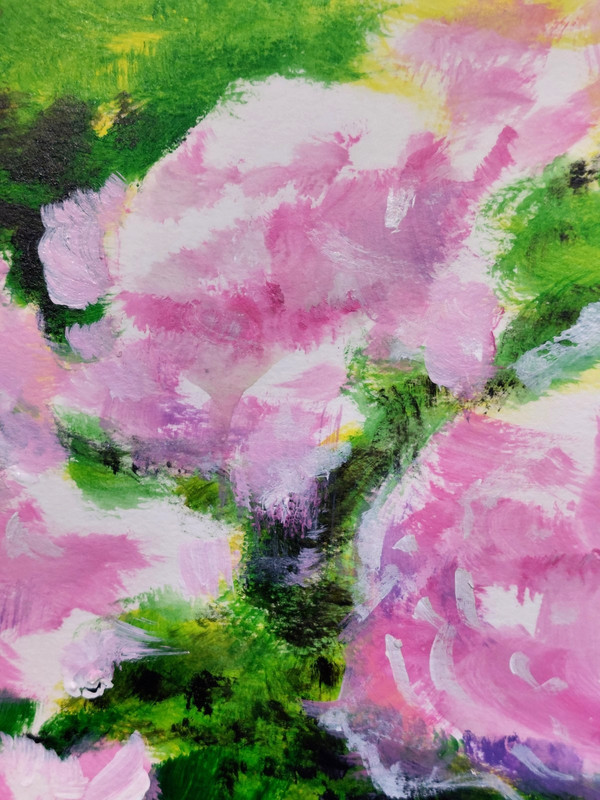 LOVELESS - "PINK & YELLOW ROSES" 11 x 14 acrylic on paper living room decor COA gallery