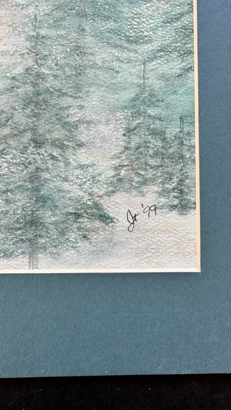 1999 Impressionist Evergreen Mountain Top in Dense Fog 14x11 inches gallery
