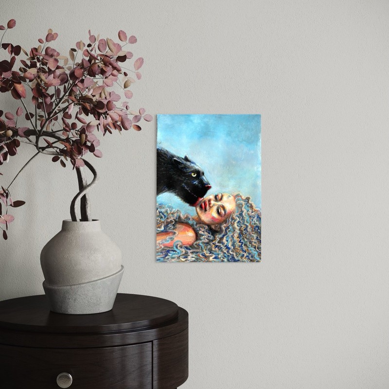 Original unique abstract woman animal figurative erotic oil picture hand painted gallery