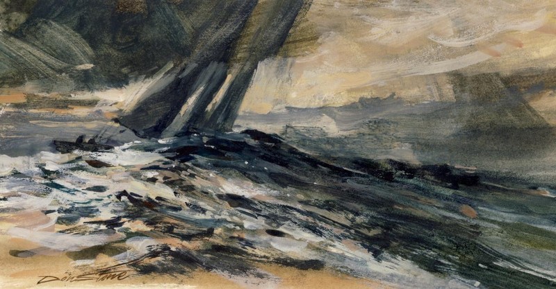 Original Gouache By National Academician Don Stone "The Second Day Out" gallery