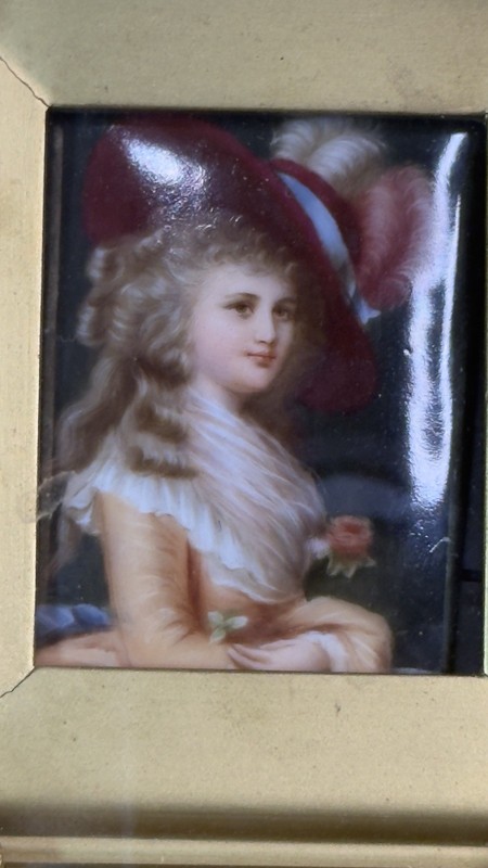 Antique 19thC Miniature Portrait Duchess of Devonshire Gainsborough Style 120K gallery
