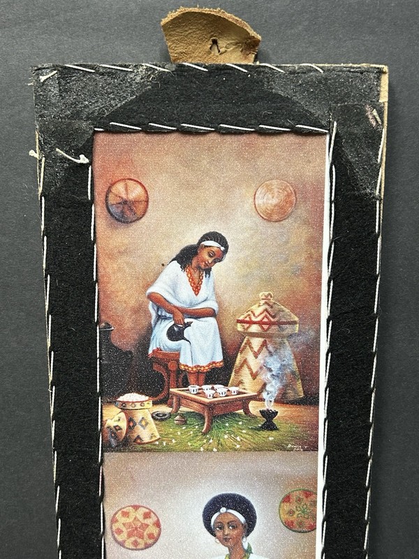 Ethiopian Triptych Painting Traditional Daily Life Women Artwork Signed gallery