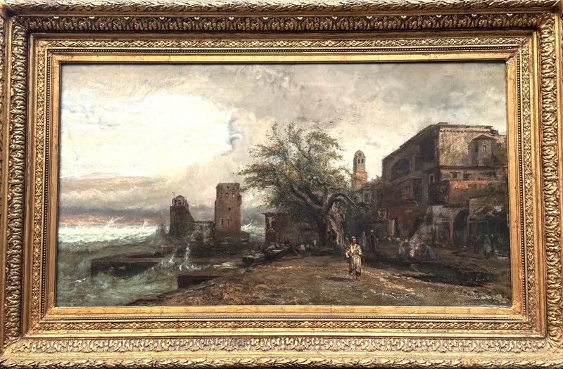 Pierre Tetar van Elven (Dutch), ANTQ 19th C Coastal Landscape O/C, Signed/Framed