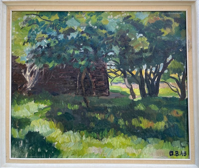 Gertrud Boberg Impressionist Summer Landscape Oil Painting, 1945 Dated