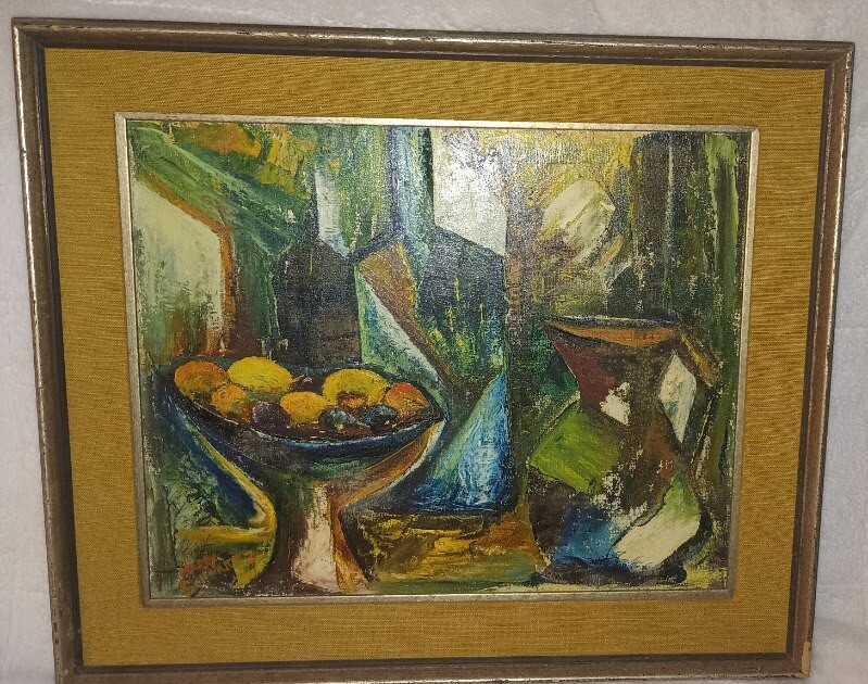 Harry Schwartz Ohio Artist Cubist Abstract Still Life Oil Painting ¥Price Drop¥