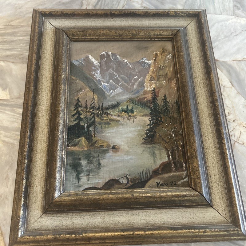 Original Landscape Oil Painting, Signed, Framed Van Alessandro Arapahoe Glacier