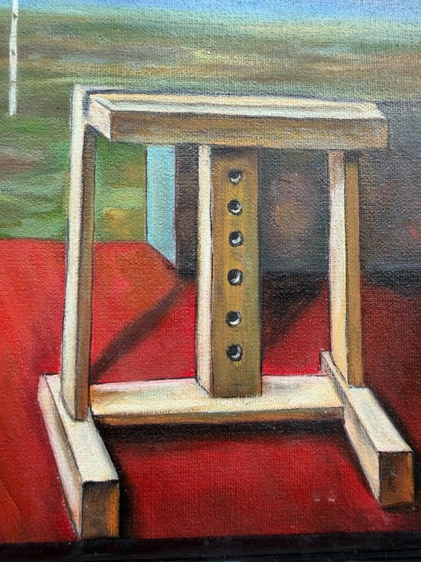 Original Surrealist oil painting after Magritte by Jupp Dernbach-Mayen. gallery