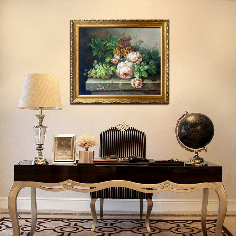 Framed Art Classical Still Life Fruit Flowers Oil Painting Hand painted Canvas gallery