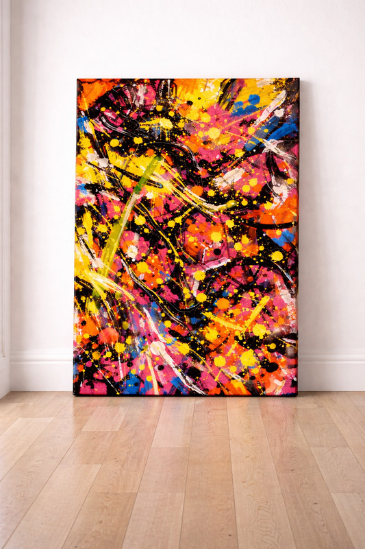 24 x 36 in Abstract Expressionist Canvas Art Print –Modern Action Style Wall Art