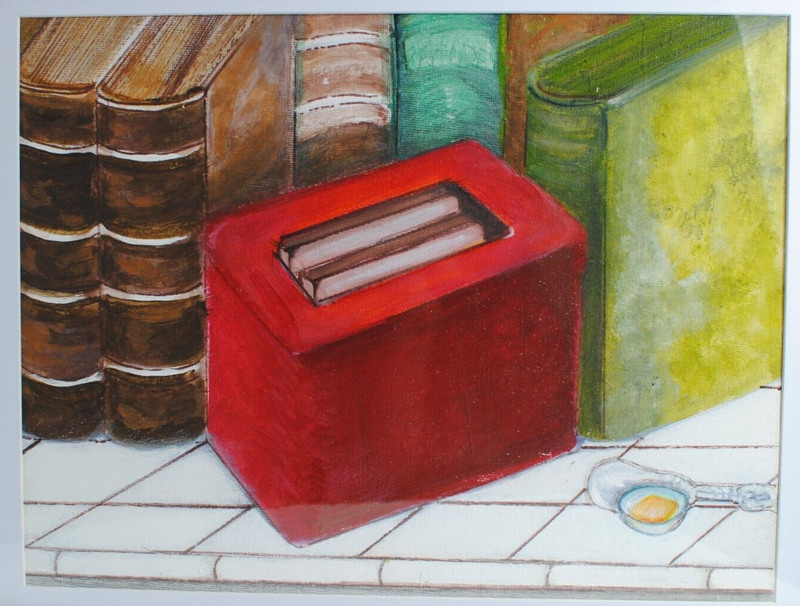 Optical Illusion Art RED TOASTER Original Acrylic Painting Kitchen Décor gallery