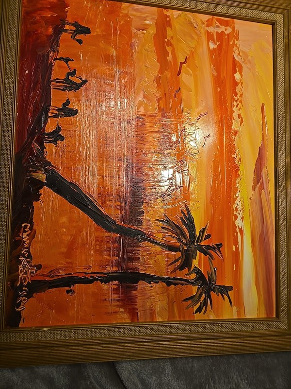 Morris Katz Original Painting 24.5 X 28.5 Framed 1989 Desert Oasis gallery