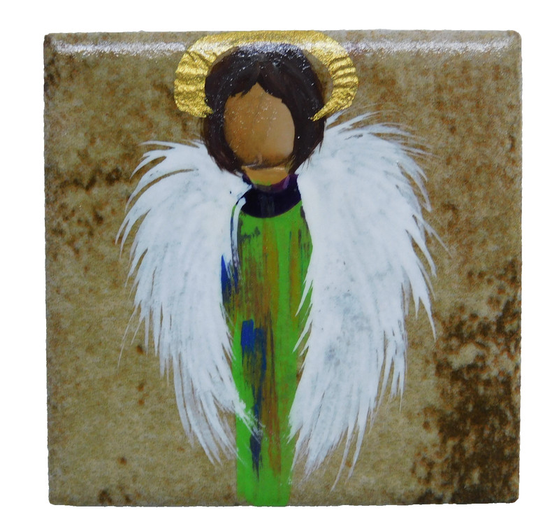 Guardian Angel Light Being on Ceramic Tile Magnet Art by Rain Crow