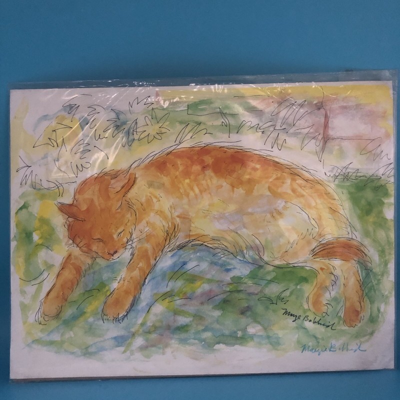 Original Watercolor & Pen Print orange ginger Cat SIGNED Marge Bobbinski gallery