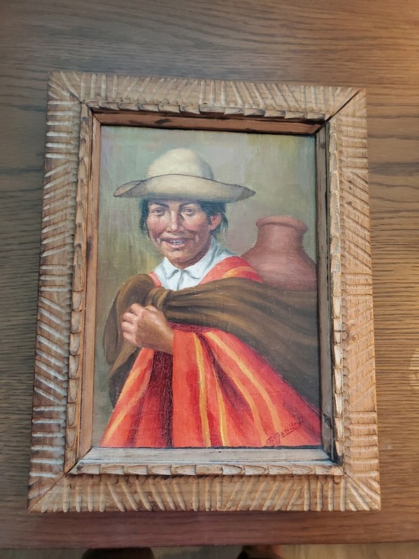 Vintage G. Castillo D. framed oil painting 6″ x 8″ canvas Spanish