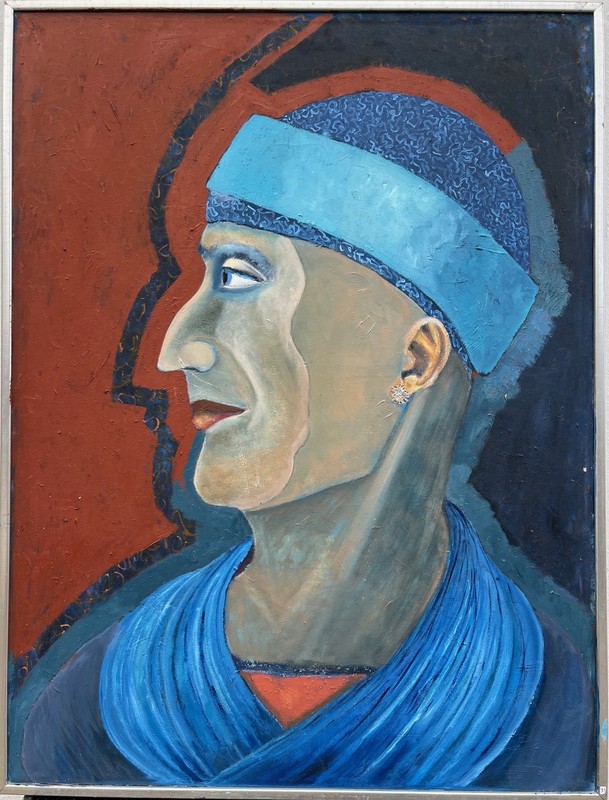 Abstract Painting Figurine with Headgear Surrealism Egypt 102×77.5cm