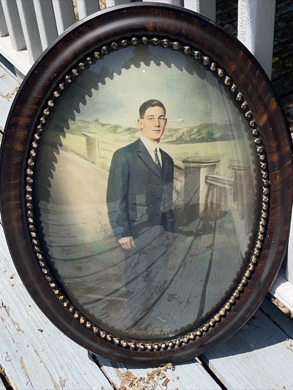 Victorian Oval Bubble Glass Man In Suit Large Tiger Wood