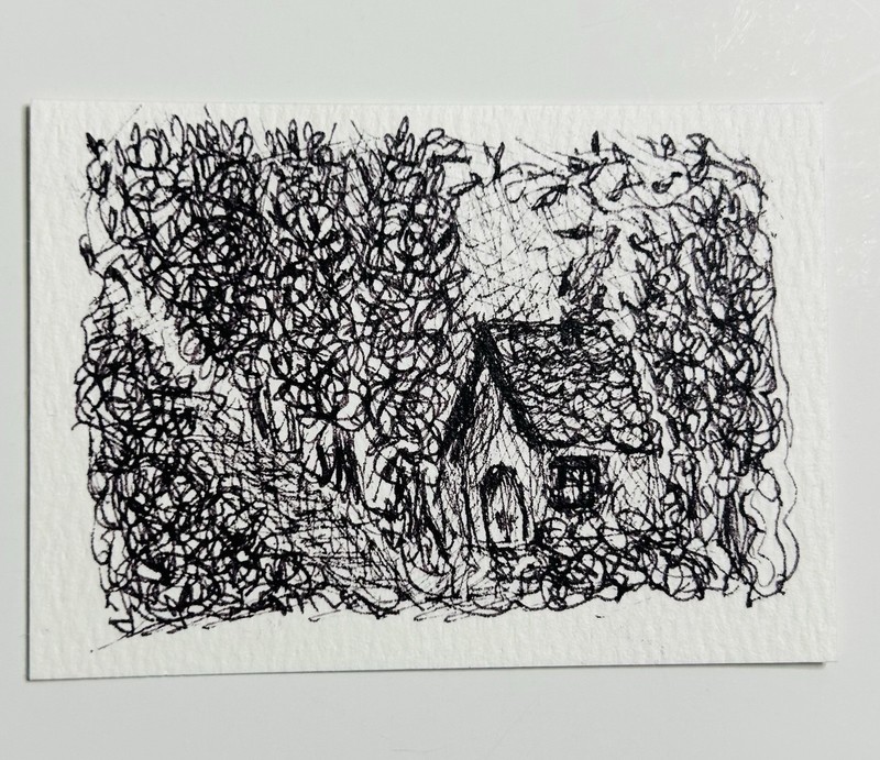 ACEO Original Pen And Ink Lanscape Nature Sketch Drawing Miniature Art