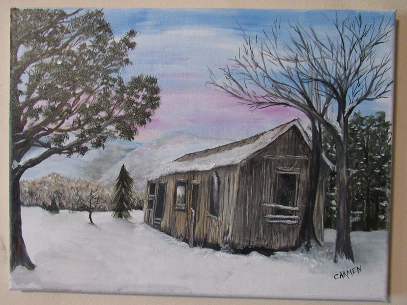 THIS OLE HOUSE IN WINTER, NOT AI. ORIGINAL OIL PAINTING DIRECT FROM THE ARTIST