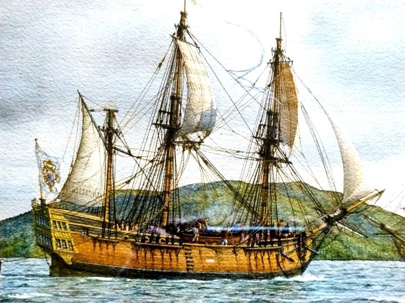 The Favorita & Princesa in Port Santa Cruz May 6, 1779 by Mark Meyers PPRSMA gallery