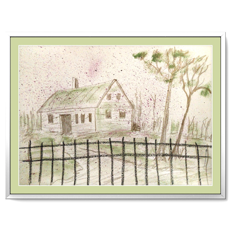 House Country Landscape Modern Light Original 9x12 Signed Paper Acrylic BACH
