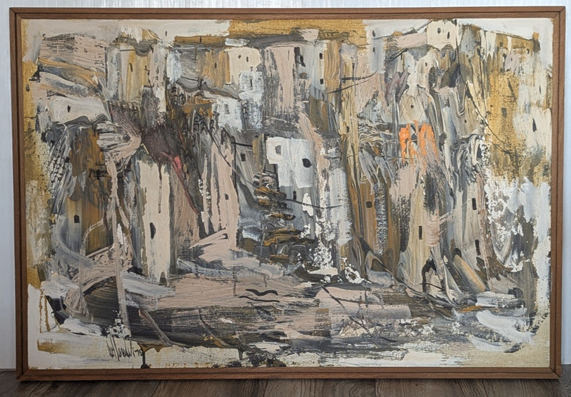 1975 Gino Hollander Painting Abstract Expressionist Signed Listed Artist MCM