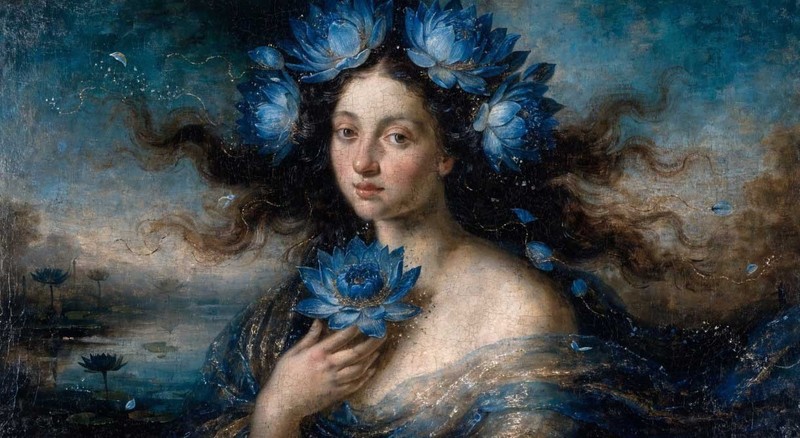 stunning oil painting handpainted on canvas ”a girl with lots flowers «A09