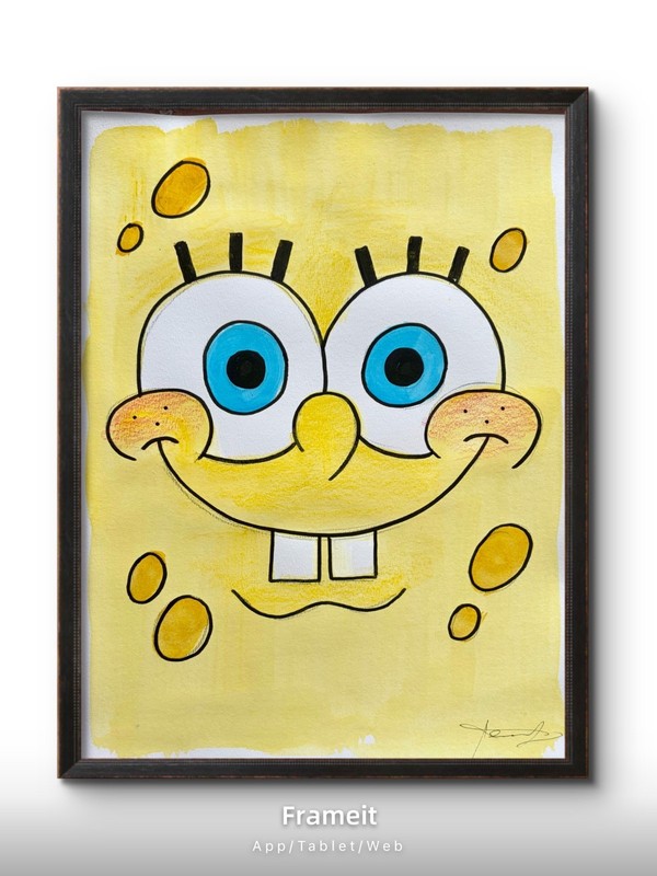 Original SpongeBob Squarepants 1 Painting By Alannah Dyer- Acrylic 9×12 in. Kids