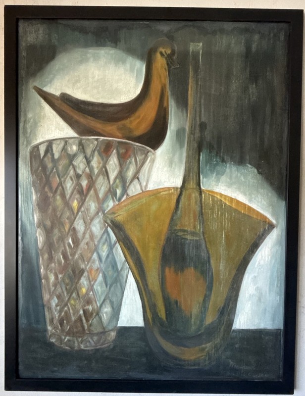 MARGARET HOPKINS VINTAGE MID CENTURY MODERN ABSTRACT STILL LIFE OIL PAINTING 62 gallery