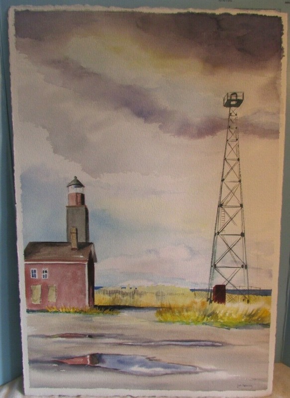 22 x 15″ Painting PRINT 2 IN 1 , Lighthouse Sea Gulls nautical -BARNS COUNTRY