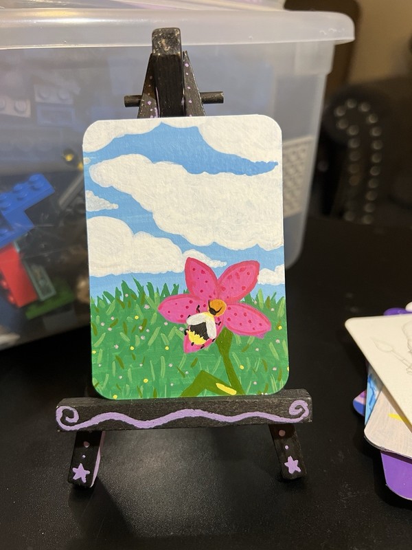ACEO Original Acrylic Painting Sillylilshop Art Card Bee