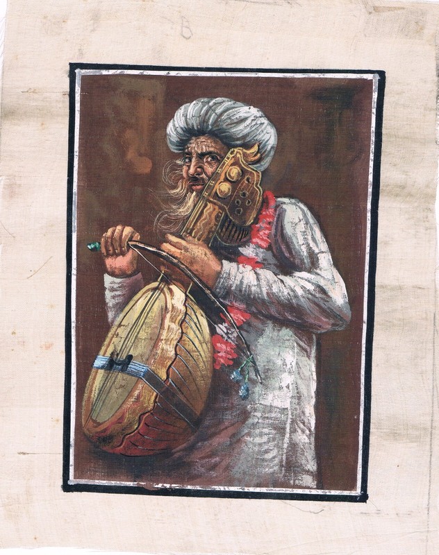 Ancestral Rajasthani Folk Singer Protrait Miniature Painting On Silk 7×9 Inches