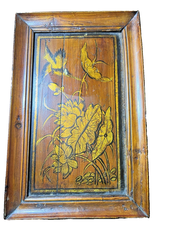 RARE GOLD AND BLACK PAINTING ON WOOD FROM RUNAN,YUAN-MING PERIOD CHINA,1279-1644
