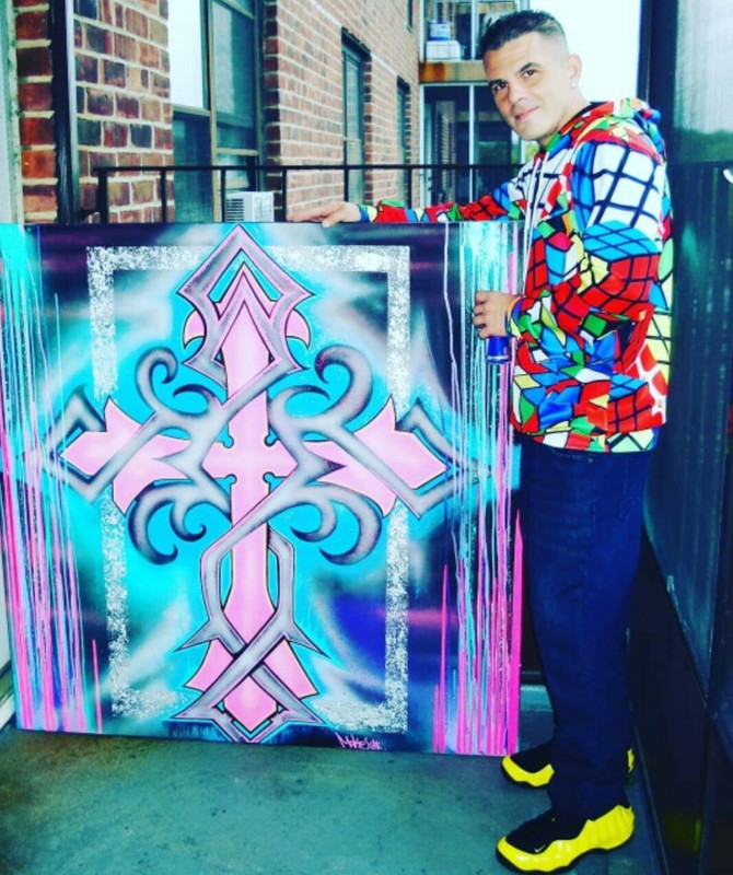 Holy Cross Painting – Huge 4 x 4 ft. Original Masterpiece On Canvas