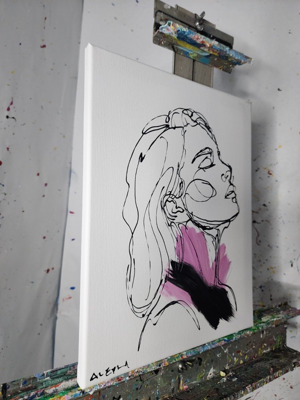 Original Minimalist Portrait Painting Canvas Neo Expressionist Art Decor 11x14 gallery