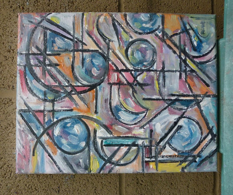 NO NOT AGAIN abstract new original 8x10 canvas oil painting signed Crowell  gallery