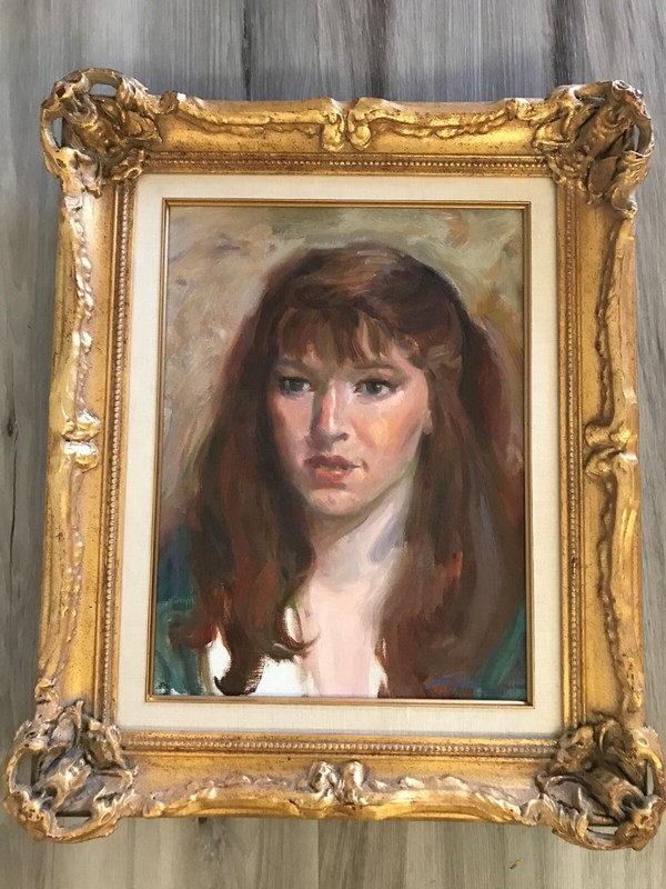 Julian Robles Taos,NM Oil/Canvas «Portrait of Woman» Excellent Condition