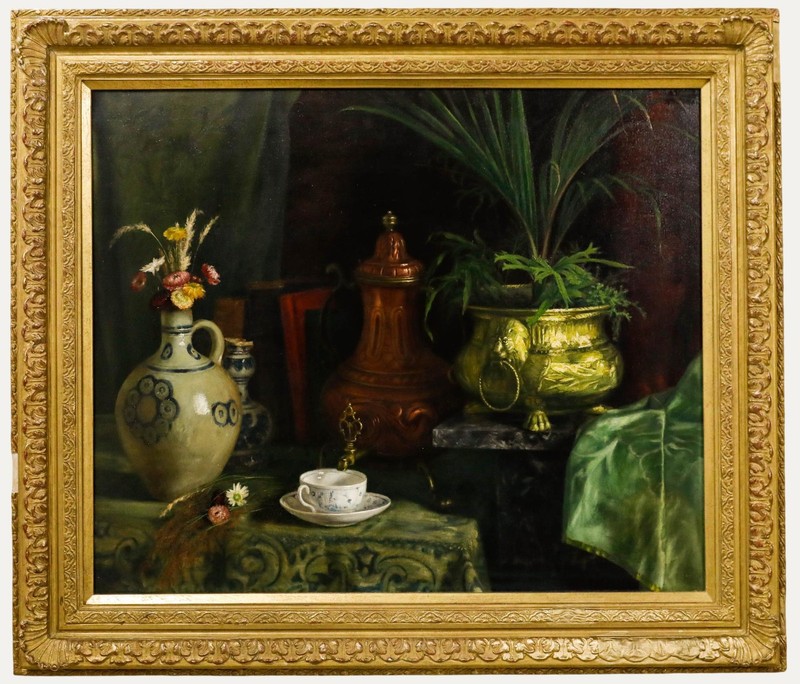 Fine Late 19th Century Oil – Still Life with Samovar