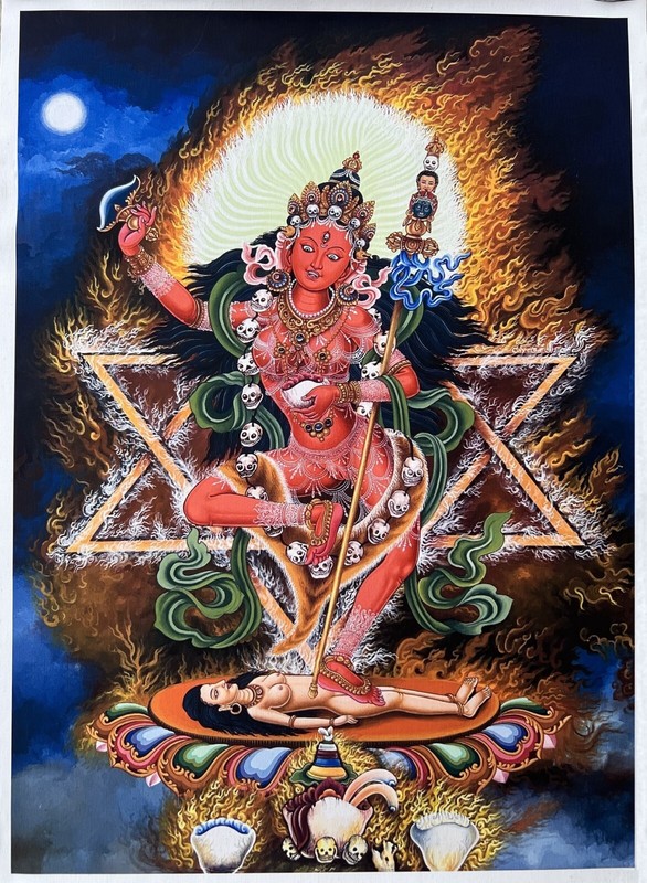 VAJRAYOGINI NEWARI PAUBHA THANGKA PAINTING DIGITAL GICLEE PRINT ON CANVAS