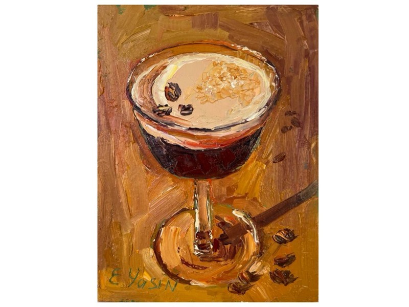 Original oil painting Espresso Martini Cocktail Hand painted art Kitchen decor
