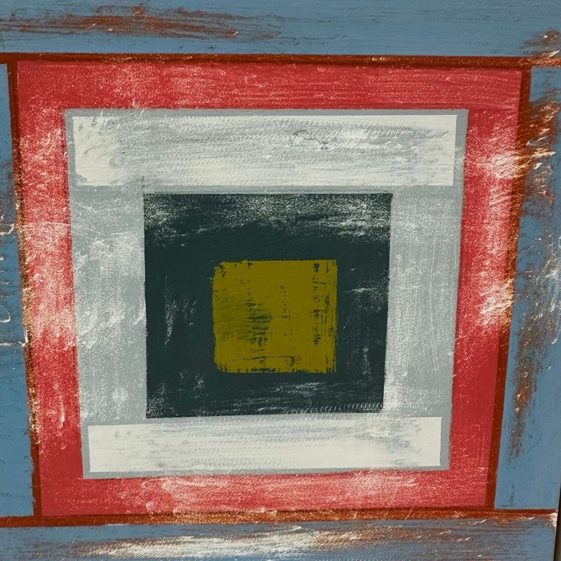 Judy Friday Original Art in Squares of Slate, Pink and Blue Signed 9x9 gallery