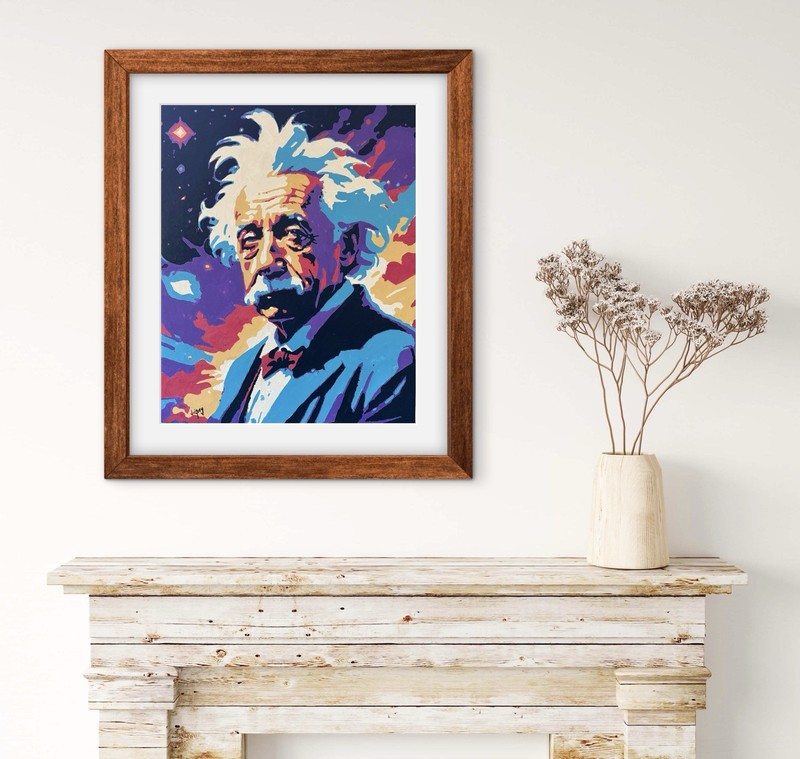 Modern Albert Einstein Portrait | Original Painting | Signed Art Collectible gallery