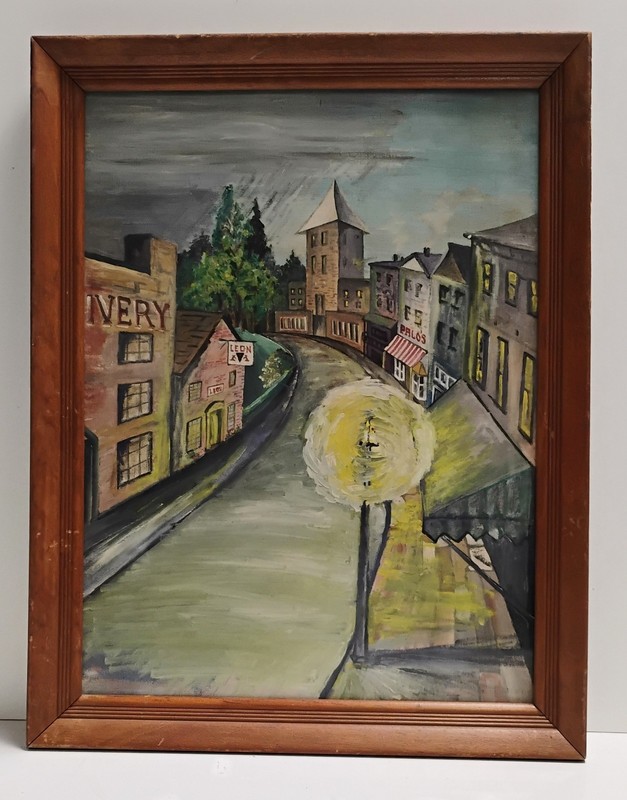 VTG Expressionist Gouache On Paper Painting French Street Scene Unsigned 18X14 gallery