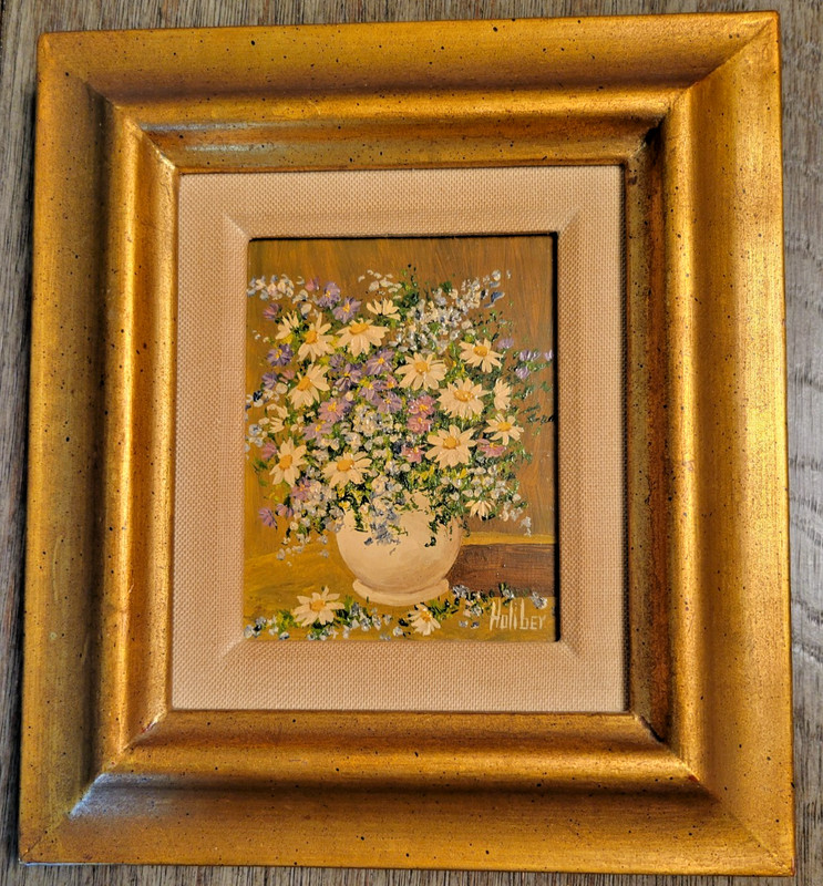 June R. Holiber Painting – Framed, Signed, Oil, Flowers in Vase