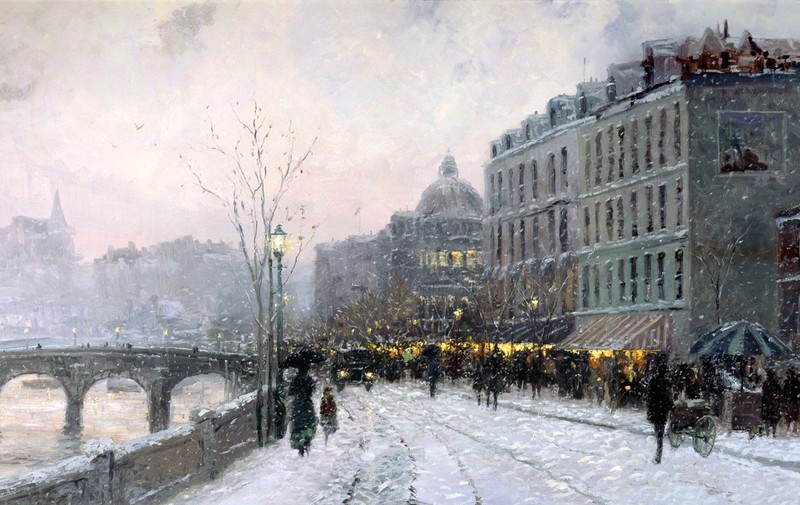 Evening on the Seine oil painting Giclee Art Printed on canvas L2002