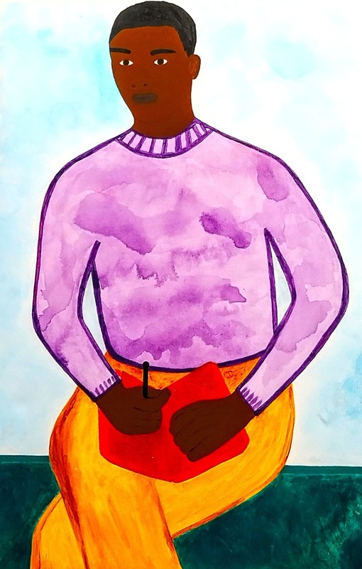 PAINTING, 'PAUL IN 2022', ACRYLIC, PORTRAIT, WOODEN STRETCHER FRAME, FREESHIP