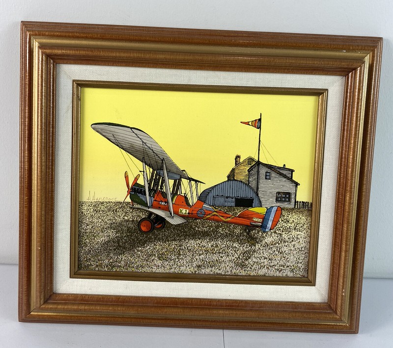 K1 Bi-Plane Barn H. Hargrove 8″ x 10″ Framed Painting Signed
