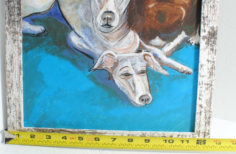 Borzoi Dogs Painting Acrylic on Canvas Signed and Framed 11 by 14 Artist Leean gallery