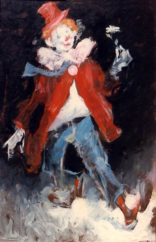 Julian Ritter «Clown with Daisy» Fine Art Oil Painting 24″ X 36″ – 23