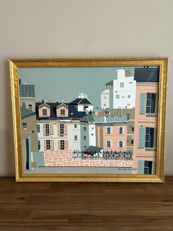 Dimiter Hristoff Bulgaria Turkey Signed Oil Canvas Modernist Parisian Painting