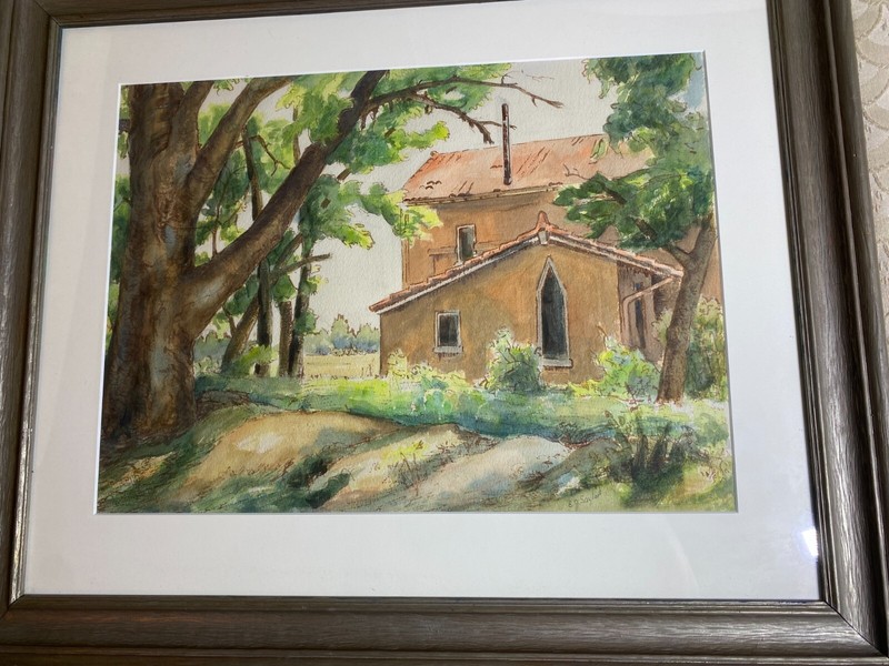 E.G Synder «Farm House And Landscape Scene» Watercolor Painting – Signed/Framed
